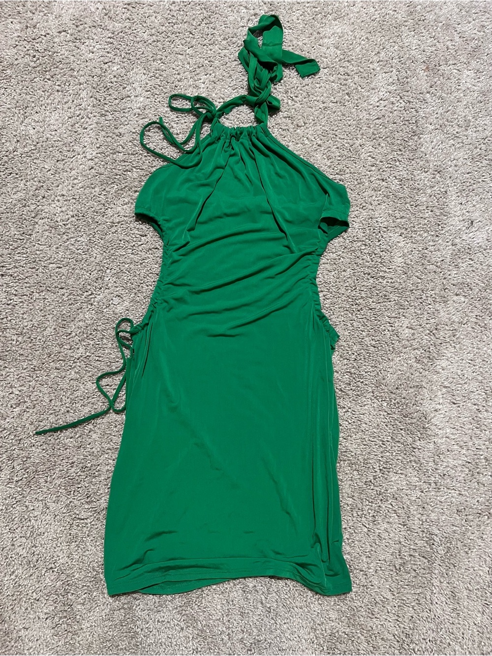 Fashion Nova Green Halter Side CutOut Mini Dress